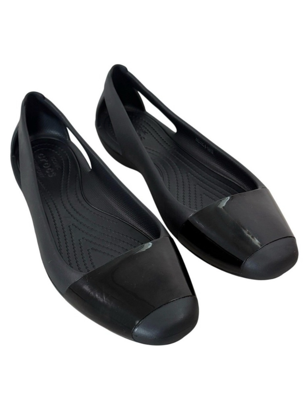 Crocs Womens Black Slip-On Ballet Flats